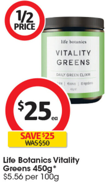 Coles Life Botanics Vitality Greens 450g* offer
