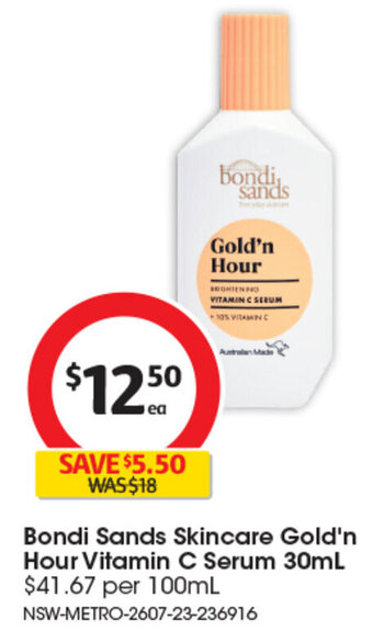 Coles Bondi Sands Skincare Gold'n Hour Vitamin C Serum 30mL offer