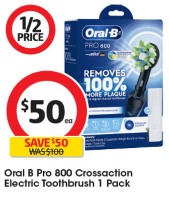 Coles Oral B Pro 800 Crossaction Electric Toothbrush 1 Pack offer