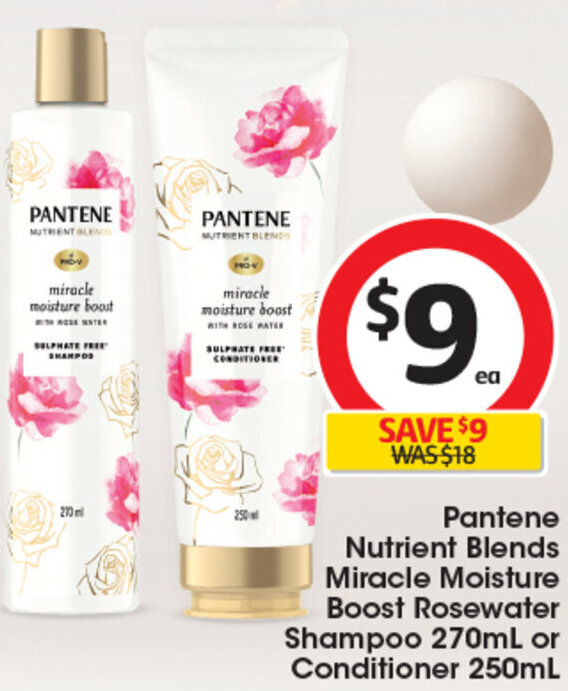 Pantene Nutrient Blends Miracle Moisture Boost Rosewater Shampoo 270mL