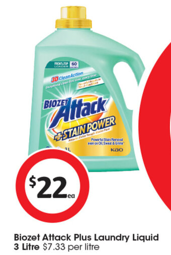 Coles Biozet Attack Plus Laundry Liquid 3 Litre offer
