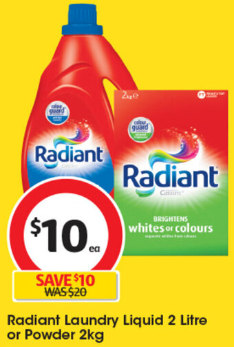Coles Radiant Laundry Liquid 2 Litre or Powder 2kg offer