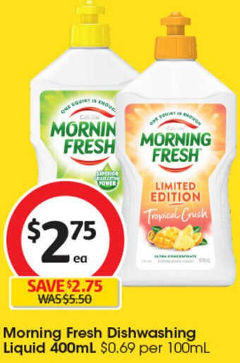 Coles Morning Fresh Dishwashing Liquid 400mL offer