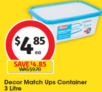 Coles Decor Match Ups Container 3 Litre offer