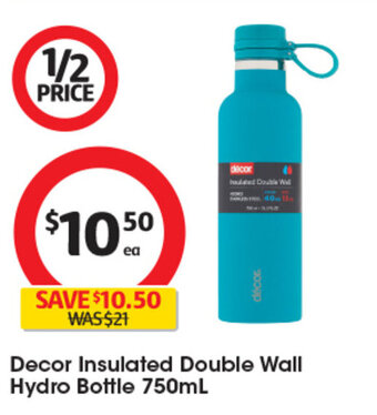 Coles Decor Insulated Double Wall Hydro Bottle 750mL offer