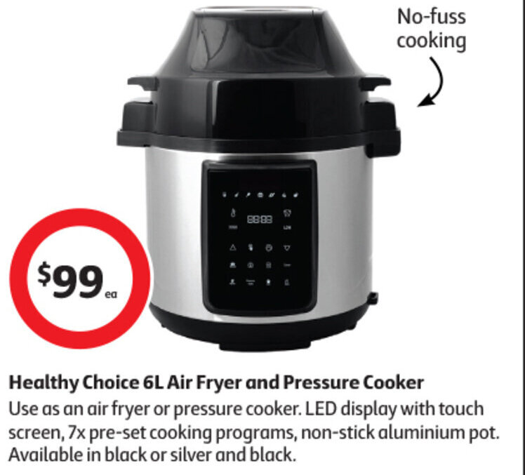 Healthy Choice 6L Air Fryer and Pressure Cooker offer at Coles