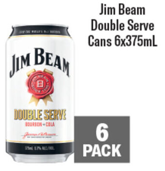 Coles Jim Beam Double Serve Cans 6x375mL offer