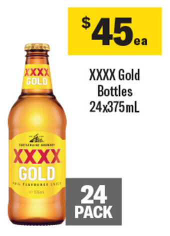 Coles XXXX Gold Bottles 24x375mL offer