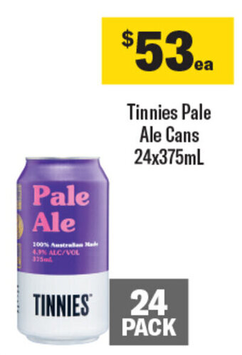 Coles Tinnies Pale Ale Cans 24x375mL offer