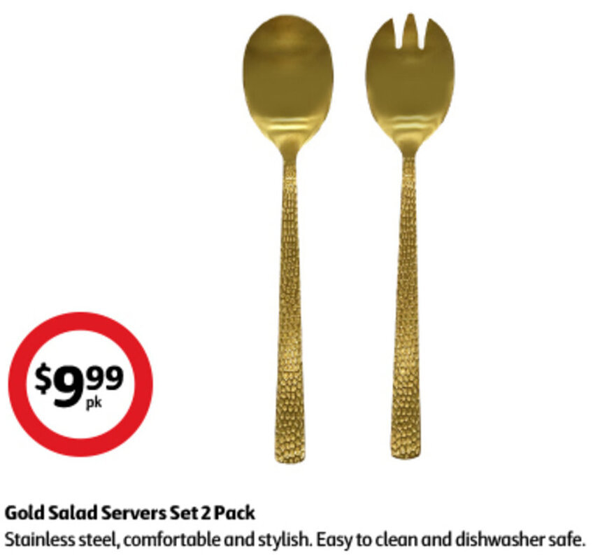 Gold Salad Servers Set 2 Pack offer at Coles