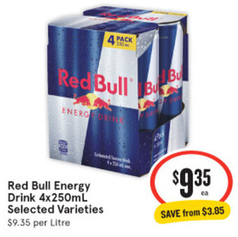 IGA Red Bull Energy Drink 4x250mL Selected Varieties offer