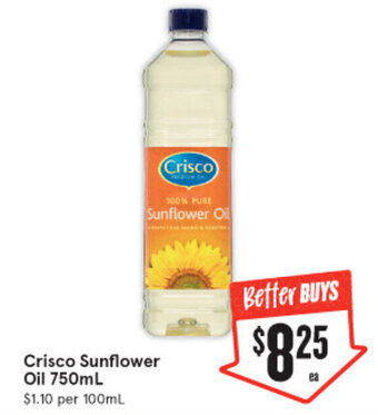 IGA Crisco Sunflower Oil 750mL offer