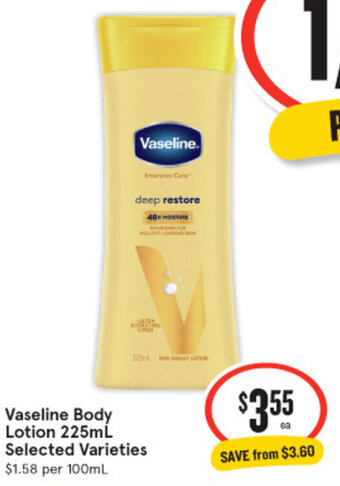 IGA Vaseline Body Lotion 225mL Selected Varieties offer