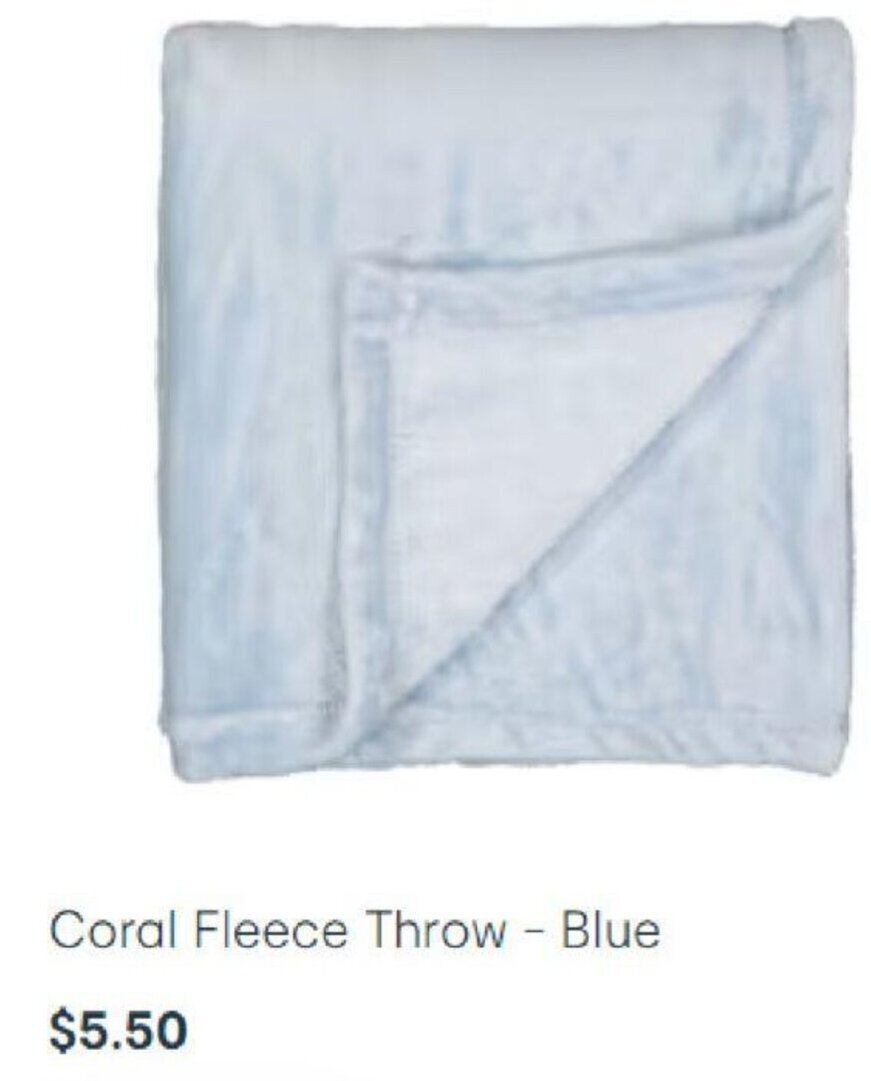 Coral Fleece Throw Blue offer at Kmart