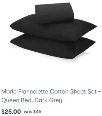 Kmart Marle Flannelette Cotton Sheet Set - Queen Bed, Dark Grey offer