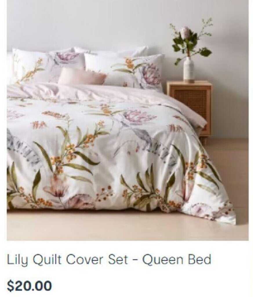 Lily Quilt Cover Set Queen Bed offer at Kmart