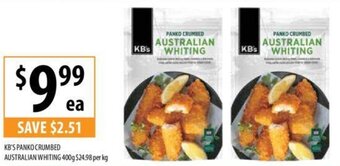 Supabarn KB'S PANKO CRUMBED AUSTRALIAN WHITING 400g offer