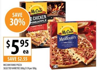 Supabarn MCCAIN FAMILY PIZZA SELECTED VARIETIES 500g offer