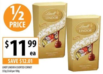 Supabarn LINDT LINDOR ASSORTED CORNET 333g offer