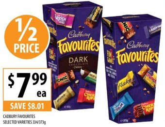 Supabarn CADBURY FAVOURITES SELECTED VARIETIES 334/373g offer