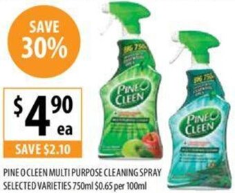 Supabarn PINE O CLEEN MULTI PURPOSE CLEANING SPRAY SELECTED VARIETIES 750ml offer