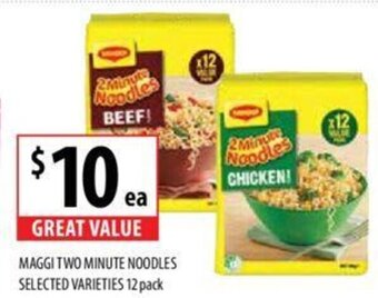 Supabarn MAGGI TWO MINUTE NOODLES SELECTED VARIETIES 12 pack offer