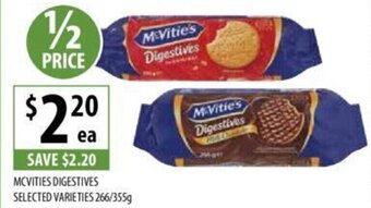 Supabarn MCVITIES DIGESTIVES SELECTED VARIETIES 266/355g offer