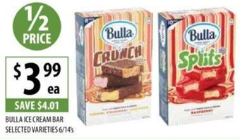 Supabarn BULLA ICE CREAM BAR SELECTED VARIETIES 6/14's offer