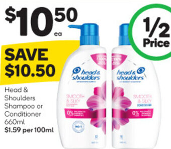 Woolworths Head & Shoulders Shampoo or Conditioner 660ml offer
