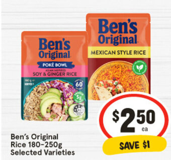IGA Ben's Original Rice 180-250g Selected Varieties offer