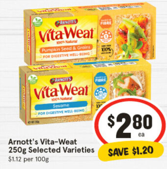 IGA Arnott's Vita-Weat 250g Selected Varieties offer