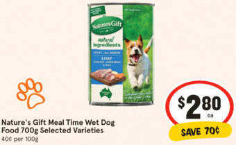 IGA Nature's Gift Meal Time Wet Dog Food 700g Selected Varieties offer