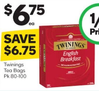 Woolworths Twinings Tea Bags Pk 80-100 offer