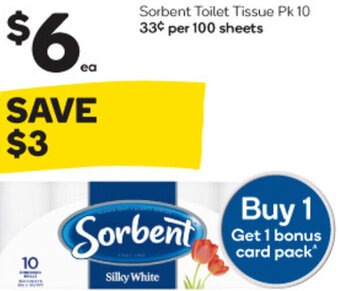 Woolworths Sorbent Toilet Tissue Pk 10 offer