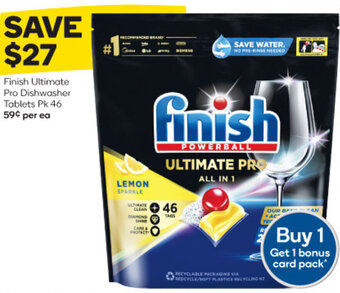 Woolworths Finish Ultimate Pro Dishwasher Tablets Pk 46 offer