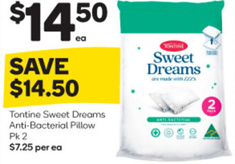 Woolworths Tontine Sweet Dreams Anti-Bacterial Pillow Pk 2 offer