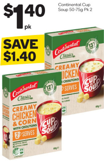 Woolworths Continental Cup Soup 50-75g Pk 2 offer