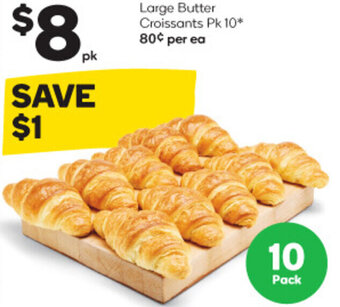 Woolworths Large Butter Croissants Pk 10* offer