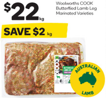Woolworths Woolworths COOK Butterflied Lamb Leg Marinated Varieties offer