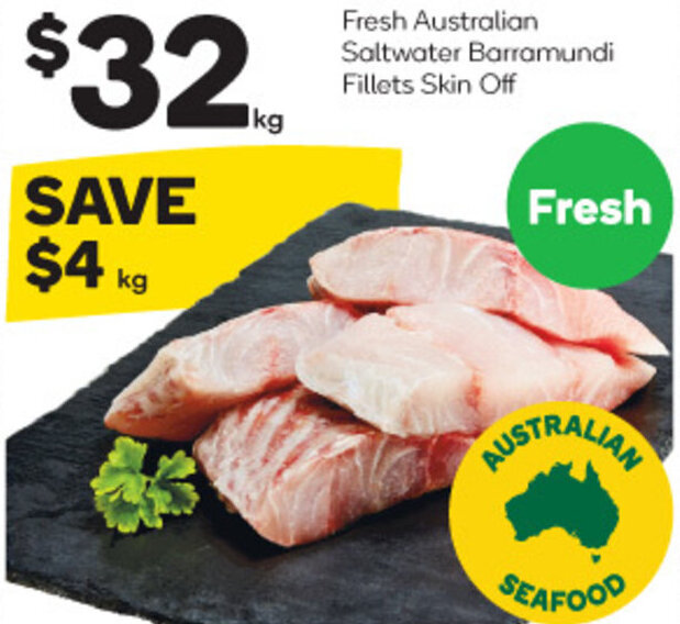 Woolworths Fresh Australian Saltwater Barramundi Fillets Skin Off offer
