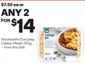 Woolworths Woolworths Everyday Classic Meals 350g offer
