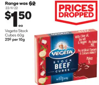 Woolworths Vegeta Stock Cubes 60g Serving suggestion offer