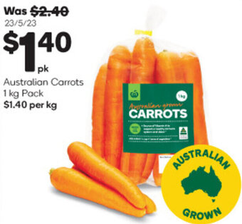 Woolworths Australian Carrots 1 kg Pack offer