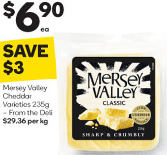 Woolworths Mersey Valley Cheddar Varieties 235g offer