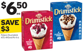 Woolworths Peters Drumstick 475-490ml Pk 4-6 offer
