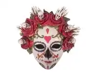 LivingStyles Calavera Art Sculpture, Lady with Rose Crown, White / Red offer
