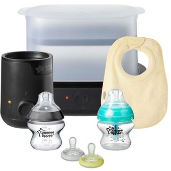 Tommee tippee new parent baby bottle feeding starter kit - black