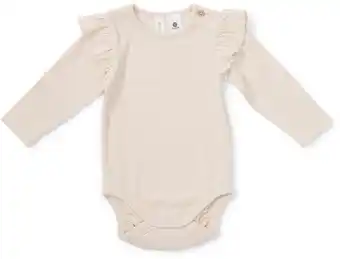 BIG W Dymples long sleeve frilly rib bodysuit beige offer