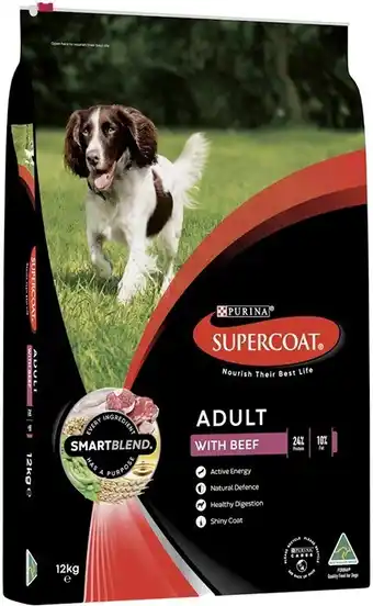 BIG W Supercoat smartblend adult dog food with beef 12kg offer