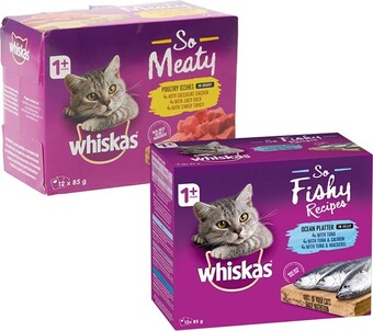 Whiskas so meaty or fishy wet cat food 12 x 85g